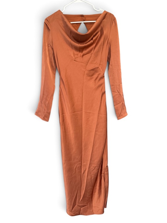 Kendi Boutique Dresses & Skirts - NWT Cowl Neck Long Sleeve Maxi Dress in Rust Cut Out Back Detail XS